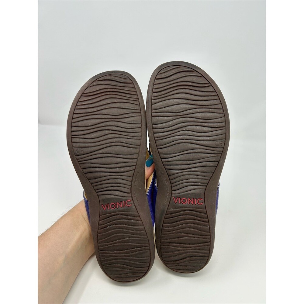 Vionic Rest Bella II Women's Thong Flip Flop Sandals Purple Bow Gold Tips Size 8 - Picture 9 of 10